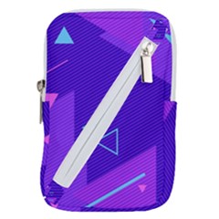 Purple Geometric Abstraction, Purple Neon Background Belt Pouch Bag (small) by nateshop