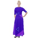 Purple Geometric Abstraction, Purple Neon Background Half Sleeves Maxi Dress View2