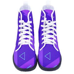 Purple Geometric Abstraction, Purple Neon Background Women s High-top Canvas Sneakers by nateshop