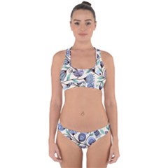 Retro Texture With Birds Cross Back Hipster Bikini Set by nateshop