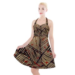 Abstract Geometric Pattern, Abstract Paper Backgrounds Halter Party Swing Dress  by nateshop