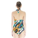 Abstract Rays, Material Design, Colorful Lines, Geometric Halter Swimsuit View2