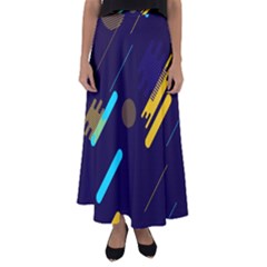 Blue Background Geometric Abstrac Flared Maxi Skirt by nateshop