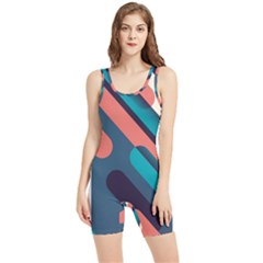 Blue Geometric Background, Abstract Lines Background Women s Wrestling Singlet