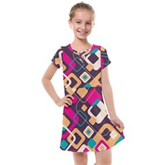Colorful Abstract Background, Geometric Background Kids  Cross Web Dress by nateshop