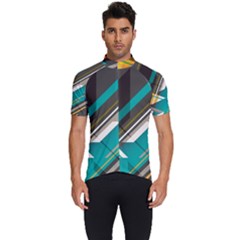 Material Design, Lines, Retro Abstract Art, Geometry Men s Short Sleeve Cycling Jersey by nateshop