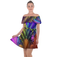 Abstract Colors - , Abstract Colors Off Shoulder Velour Dress by nateshop