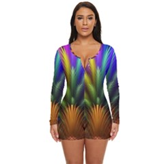 Abstract Colors - , Abstract Colors Long Sleeve Boyleg Swimsuit by nateshop