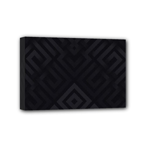 Black Pattern, Black, Pattern Mini Canvas 6  X 4  (stretched) by nateshop