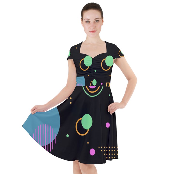 Colartive, Aesthetic, Amoled, Black, Colorful, Desenho Cap Sleeve Midi Dress