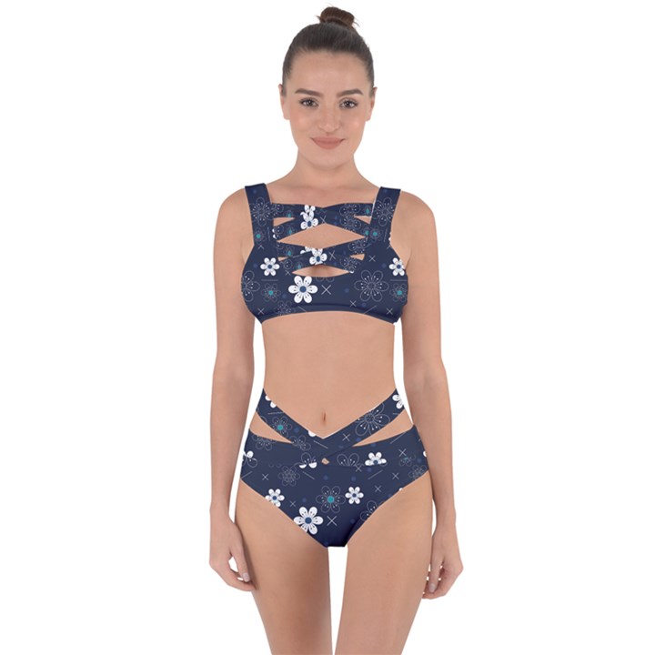 Flowers Pattern , Pattern, Flowers, Texture Bandaged Up Bikini Set 