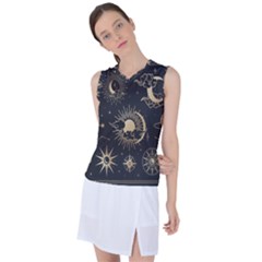 Asian Set With Clouds Moon Sun Stars Vector Collection Oriental Chinese Japanese Korean Style Women s Sleeveless Sports Top by Grandong