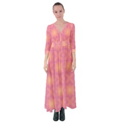 Fuzzy Peach Aurora Pink Stars Button Up Maxi Dress by PatternSalad