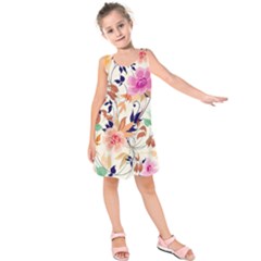 Abstract Floral Background Kids  Sleeveless Dress by nateshop