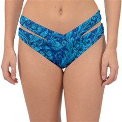 Blue Floral Pattern Texture, Floral Ornaments Texture Double Strap Halter Bikini Bottoms by nateshop