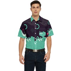 Colorful Background, Material Design, Geometric Shapes Men s Short Sleeve Pocket Shirt 