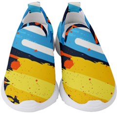 Colorful Paint Strokes Kids  Slip On Sneakers by nateshop