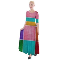 Colorful Squares, Abstract, Art, Background Half Sleeves Maxi Dress by nateshop