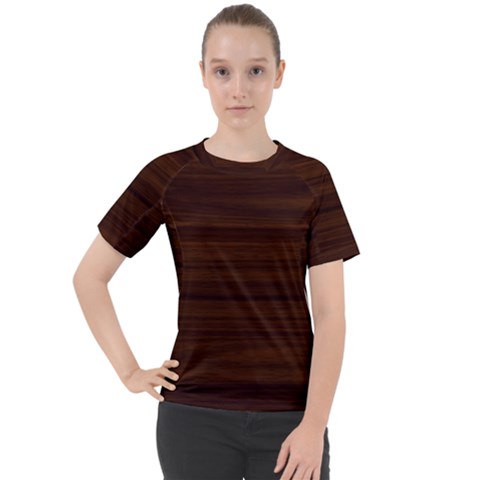 Dark Brown Wood Texture, Cherry Wood Texture, Wooden Women s Sport Raglan T-shirt by nateshop