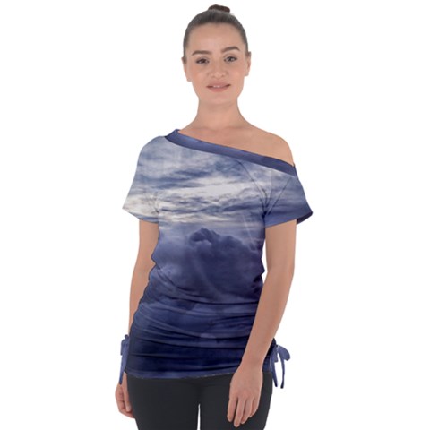 Majestic Clouds Landscape Off Shoulder Tie-up T-shirt by dflcprintsclothing