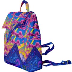 Blue And Purple Mountain Painting Psychedelic Colorful Lines Buckle Everyday Backpack by Bedest