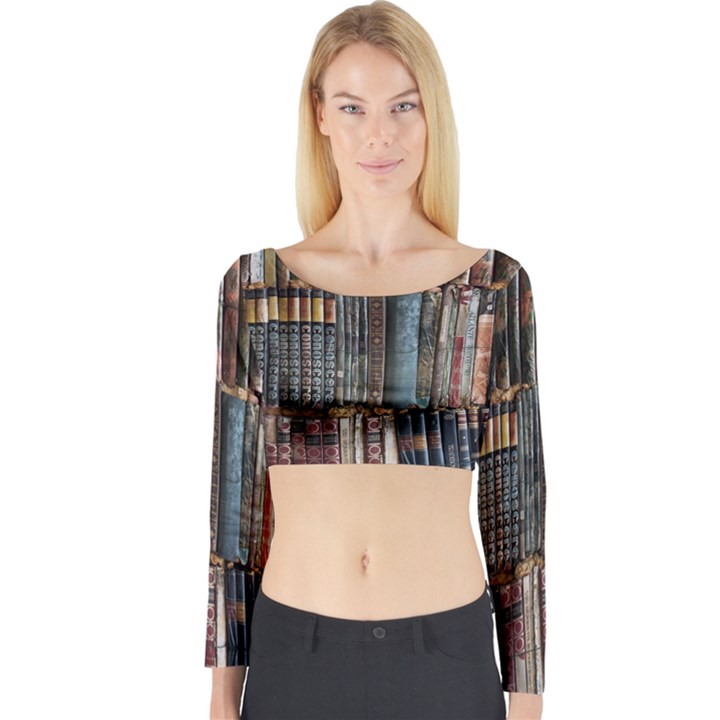 Artistic Psychedelic Hippie Peace Sign Trippy Long Sleeve Crop Top