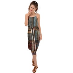 Abstract Colorful Texture Waist Tie Cover Up Chiffon Dress