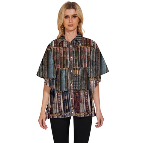 Abstract Colorful Texture Women s Batwing Button Up Shirt by Bedest