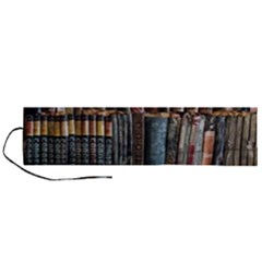 Assorted Title Of Books Piled In The Shelves Assorted Book Lot Inside The Wooden Shelf Roll Up Canvas Pencil Holder (l)
