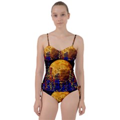 Skyline Frankfurt Abstract Moon Sweetheart Tankini Set