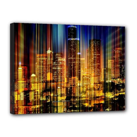 Skyline Light Rays Gloss Upgrade Canvas 16  X 12  (stretched) by Cemarart