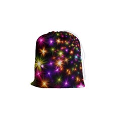 Star Colorful Christmas Xmas Abstract Drawstring Pouch (small) by Cemarart