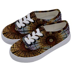 Barcelona Stained Glass Window Kids  Classic Low Top Sneakers by Cemarart