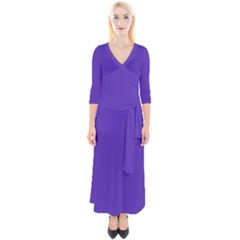 Ultra Violet Purple Quarter Sleeve Wrap Maxi Dress by bruzer