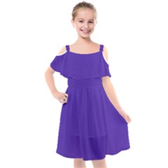 Ultra Violet Purple Kids  Cut Out Shoulders Chiffon Dress by bruzer