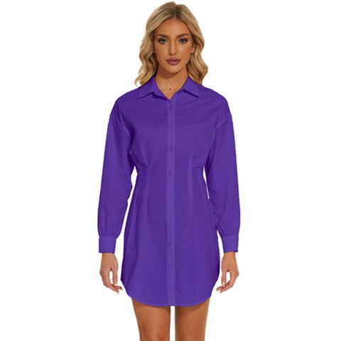 Ultra Violet Purple Womens Long Sleeve Shirt Dress by bruzer