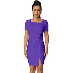 Ultra Violet Purple Fitted Knot Split End Bodycon Dress by Patternsandcolors