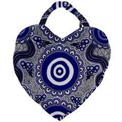 Authentic Aboriginal Art - Gathering Giant Heart Shaped Tote