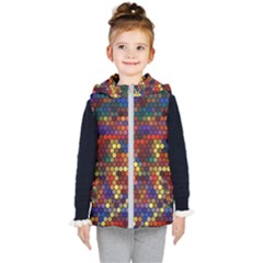 Hexagon Honeycomb Pattern Design Kids  Hooded Puffer Vest by Ndabl3x