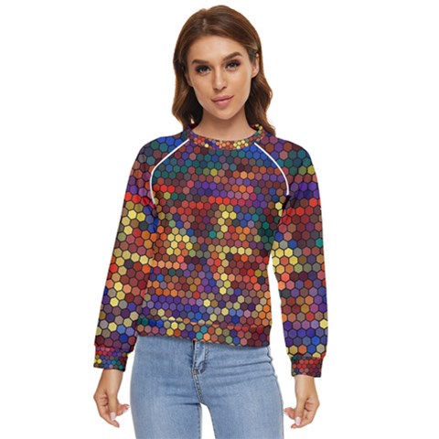 Hexagon Honeycomb Pattern Design Women s Long Sleeve Raglan T-shirt by Ndabl3x
