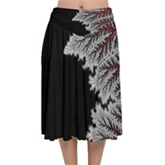 Jungle Road Hawaii Asphalt Mountains Green Velvet Flared Midi Skirt by Bedest