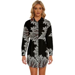 Silhouette Of Aurora Borealis Womens Long Sleeve Shirt Dress