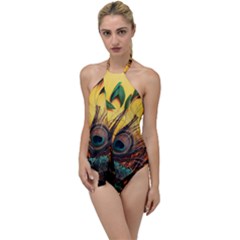 Asian Retro Vintage Art Korea China Japan Go With The Flow One Piece Swimsuit by Cemarart