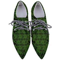 Green Floral Pattern Floral Greek Ornaments Pointed Oxford Shoes by nateshop