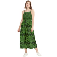 Green Floral Pattern Floral Greek Ornaments Boho Sleeveless Summer Dress by nateshop