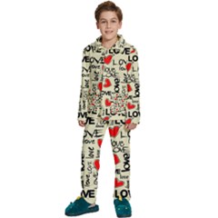 Love Abstract Background Love Textures Kids  Long Sleeve Velvet Pajamas Set by nateshop