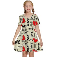 Love Abstract Background Love Textures Kids  Short Sleeve Tiered Mini Dress by nateshop