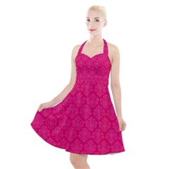 Pink Pattern, Abstract, Background, Bright Halter Party Swing Dress  by nateshop