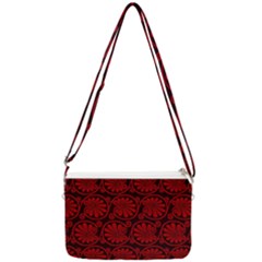 Red Floral Pattern Floral Greek Ornaments Double Gusset Crossbody Bag by nateshop