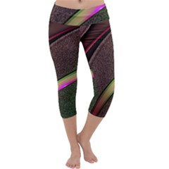 Pattern Texture Leaves Capri Yoga Leggings by Proyonanggan